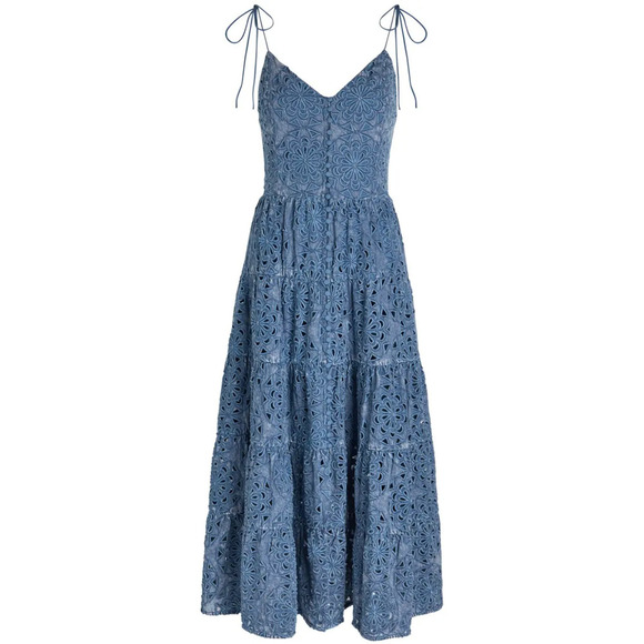 Alice + Olivia Shanti Embroidered Chambray Midi Dress NWT US 4 - Picture 3 of 7